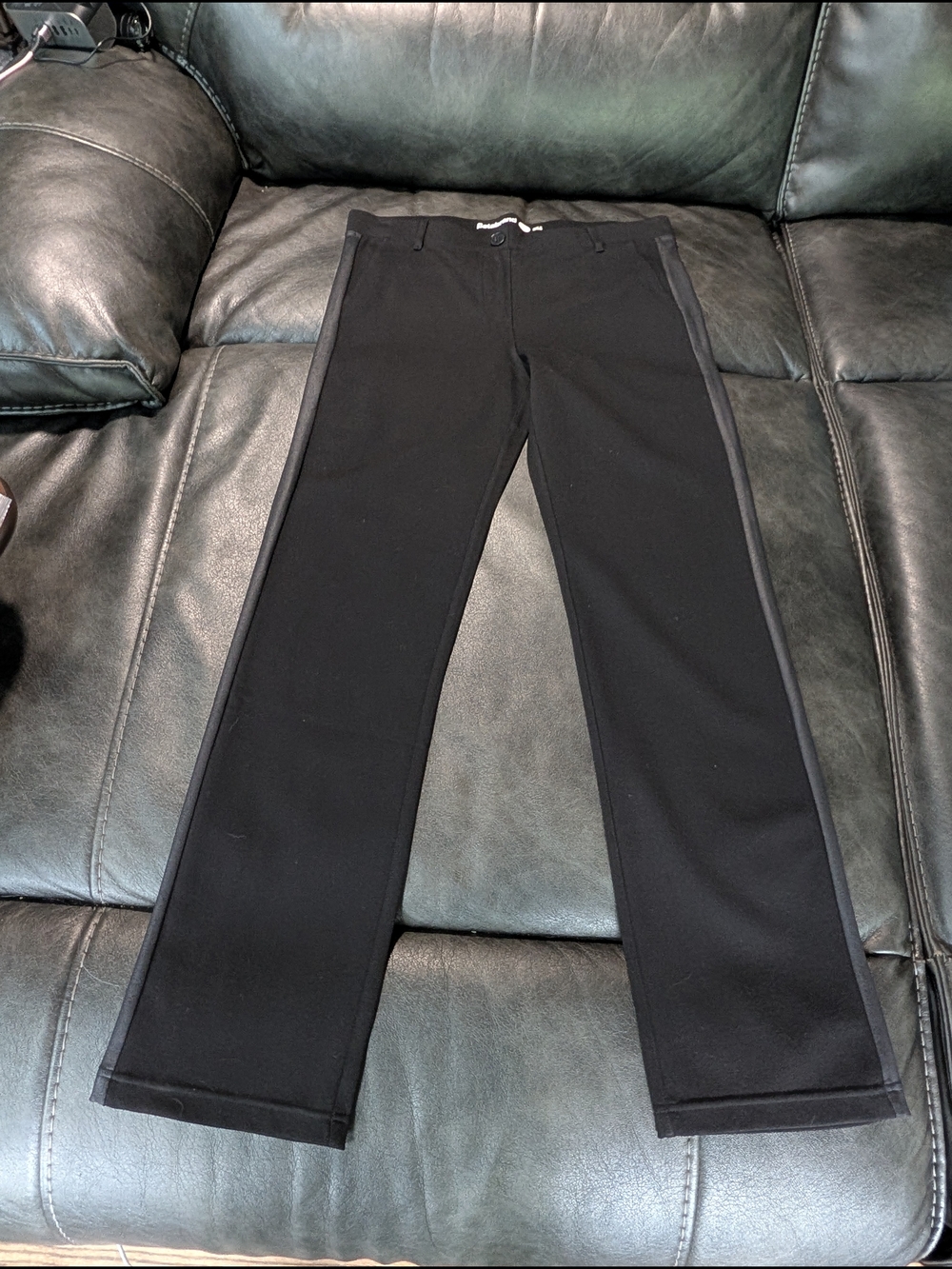 Betabrand Black Tuxedo Trim Petite Stretch Trousers
